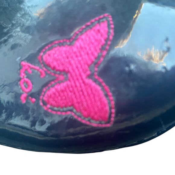 Sanita Womens Patent Leather Clogs EU 35 US 4 Navy Blue Butterfly Work Shoes - Picture 10 of 15